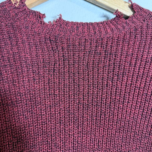 NWT Pistola Eva Distressed Crew Neck Knit Pullover Sweater Women's XS Red Black - Picture 12 of 15